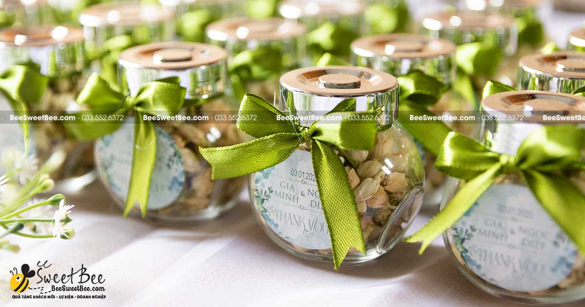 Quà tặng trà hoa lài cho khách mời đám cưới của CDCR Gia Minh & Ngọc Diệp 03/01/2023 tại BeeSweetBee