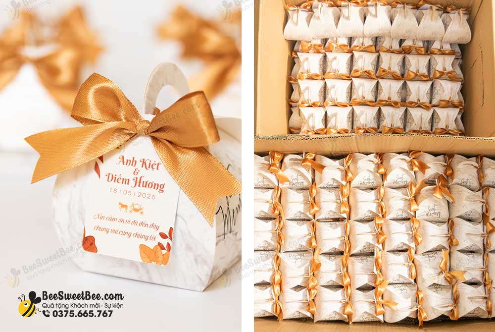 500 set quà tặng chocolate cho khách mời đám cưới của cô dâu chú rể Anh Kiệt & Diễm Hương