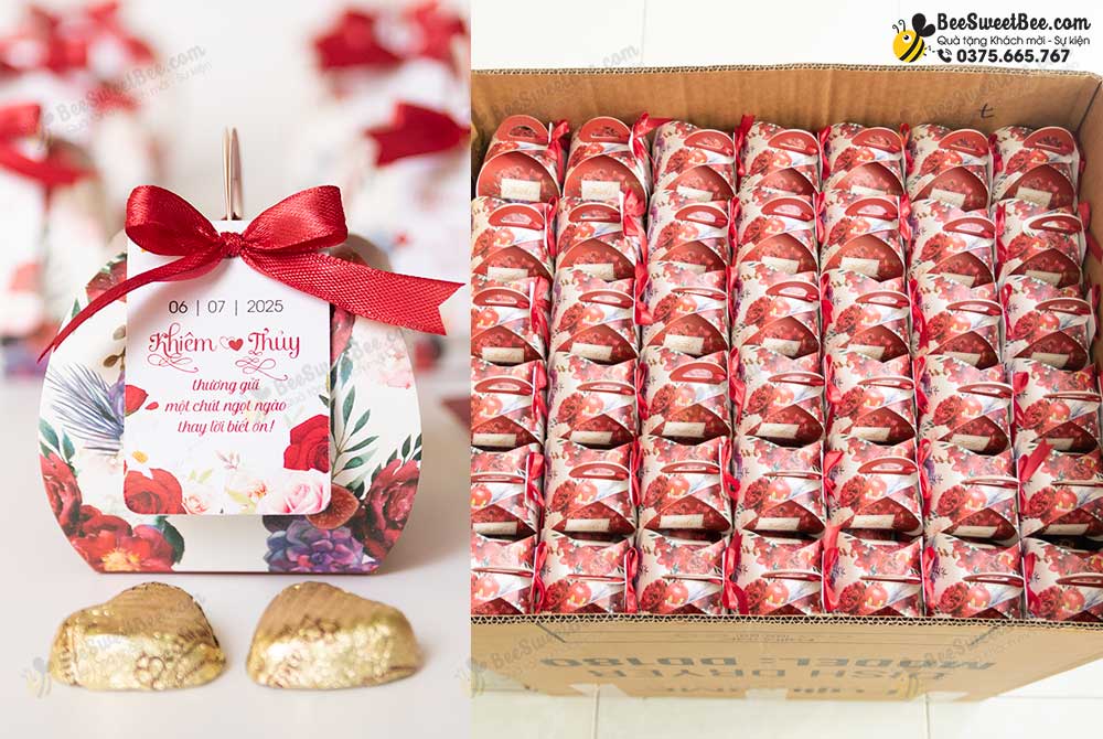 Set quà tặng chocolate đáp lễ khách mời đám cưới của cô dâu chú rể Khiêm & Thủy 06/07/2025