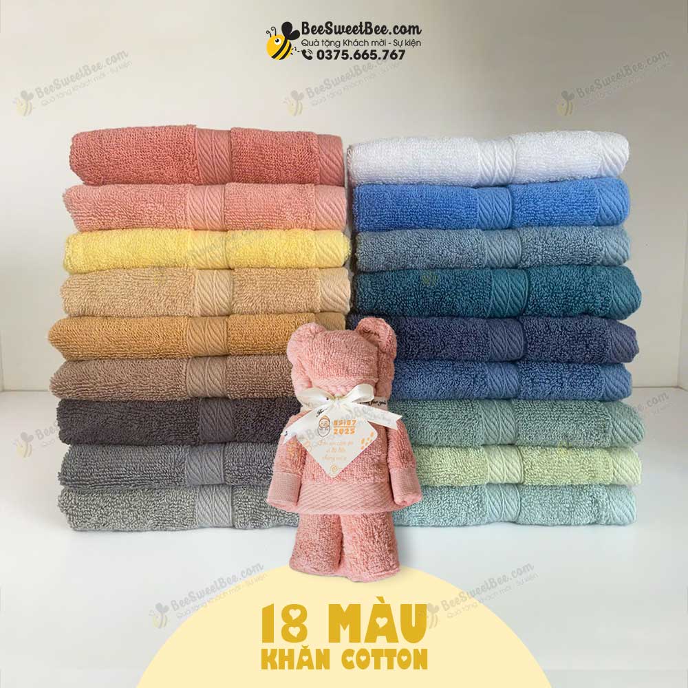 Khăn gấu cotton với 18 màu tùy chọn