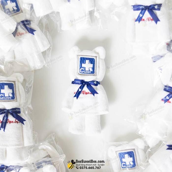 Quà tặng khăn gấu vải cotton tùy chọn thêu logo 50x30cm