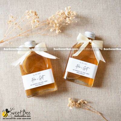 Quà tặng mật ong chai 105ml kèm thắt nơ và tag cám ơn