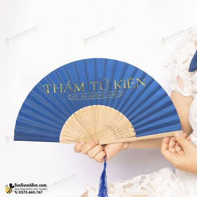 Quà tặng quạt vải in 2 mặt kích thước 21cm
