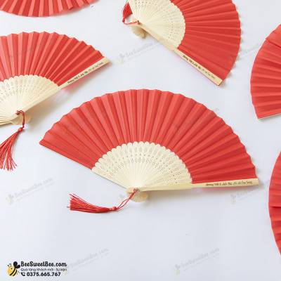 Quà tặng quạt vải đơn sắc 1 mặt cho khách mời đám cưới, khách mời sự kiện