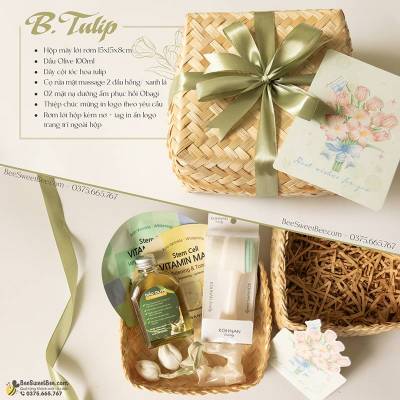 Set quà tặng B.Tulip: Dầu olive - Mặt nạ Obagi - Cọ rửa mặt - Dây cột tóc