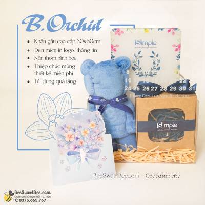 Set quà tặng B.Orchid 20/10, 8/3: Khăn Gấu - Đèn ngủ Mica - Nến Thơm