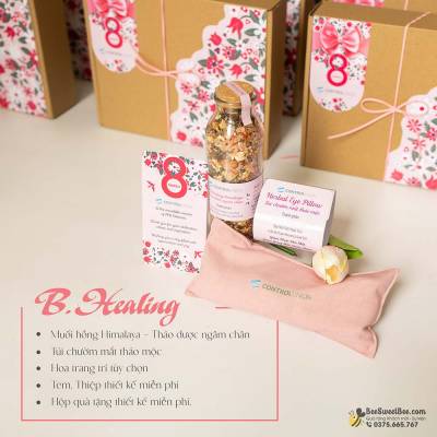 Set quà tặng B.Healing: Muối hồng Himalaya - Túi chườm mắt thảo mộc